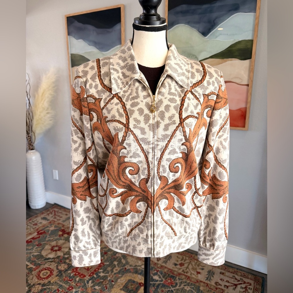 St. John Collection Western Animal Print Jacket with Copper Highlights